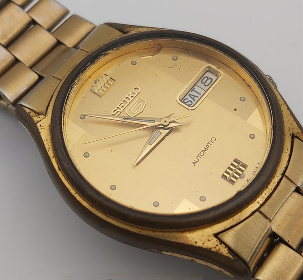PROJECT TO FIX SEIKO 5 SPORTS 7009 3100 MENS GOLD AUTO DAY DATE WATCH 9973
