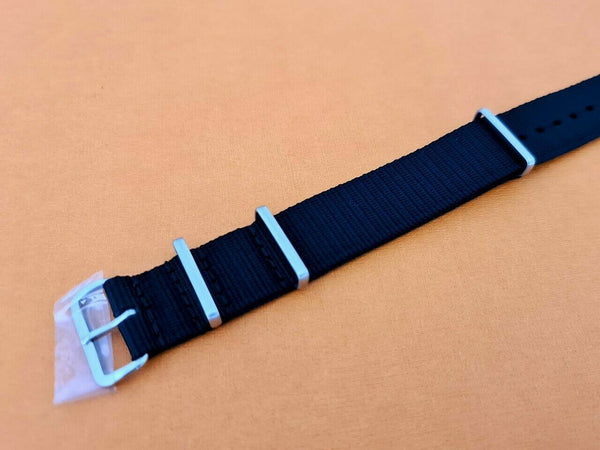 NEW FOR SEIKO MILITARY STRAP NYLON BAND 20mm 4205 7S26 0030 0050 BLACK BLKNTO20