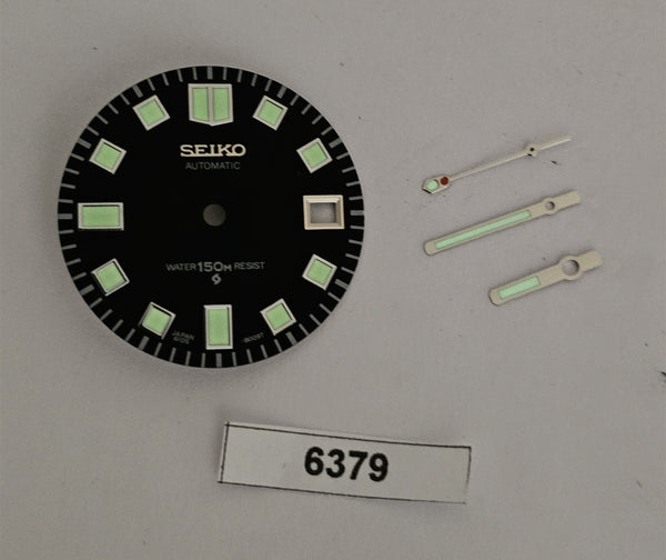 NEW SEIKO SUWA DIAL HAND SET 6105 8000 6105-8110 GREEN MARKER VER WATCH BVT06379