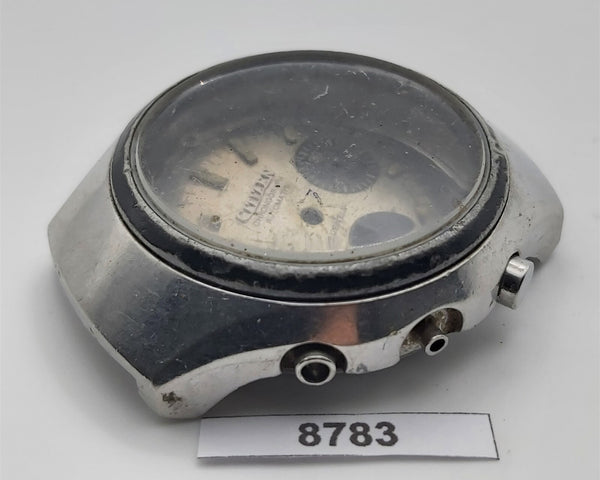 USED RARE VINTAGE CITIZEN CHRONOGRAPH DIAL CASE BEZEL AND COVER SS WATCH BVT8783