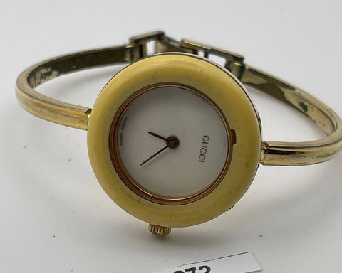 PROJECT TO FIX GUCCI LADIES GOLD DIAL BANGLE GOLD PLATE WATCH EU SHIP WATCH 9272