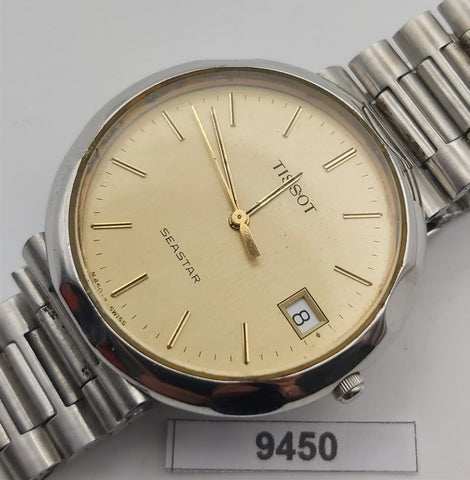PROJECT TO FIX TISSOT SEASTAR GOLD DIAL DIAL MENS QUARTZ WATCH EU SHIP 9450