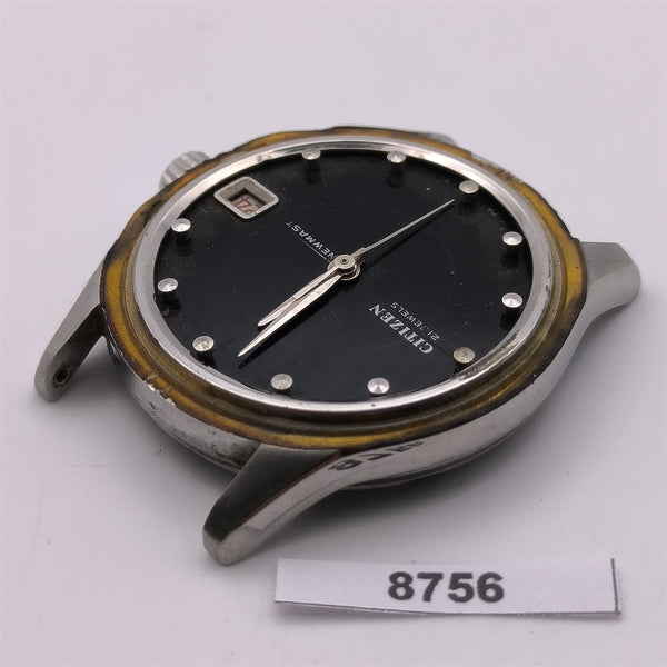 PROJECT FIX CITIZEN NEWMASTER MANUAL WIND ROUND THICK LUGS DATE WATCH 8756