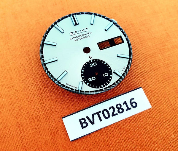 NEW SEIKO SILVER DIAL FOR 6139 6139 7080 AUTOMATIC CHRONOGRAPH WATCH BVT02816
