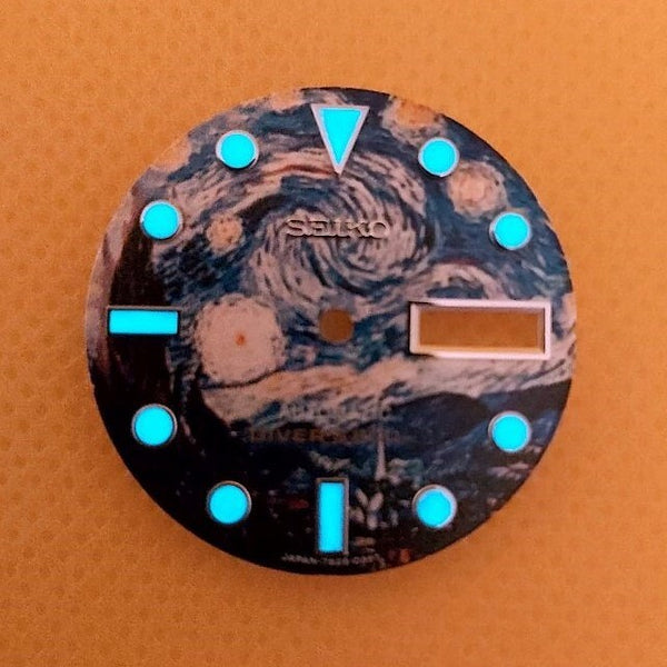 SEIKO VAN GOGH STARRY NIGHT 7S26 0020 SKX007 MOD DIAL MINUTE TRACK WATCH 3250