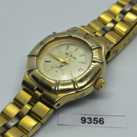 PROJECT TO FIX CARRERA LADIES GOLD PLATED QUARTZ DATE WATCH EU SHIP WATCH 9356