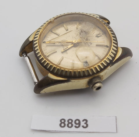 PROJECT TO FIX BULOVA LADIES GOLD DIAL AUTOMATIC GOLD DATE WATCH EU SHIP 8893