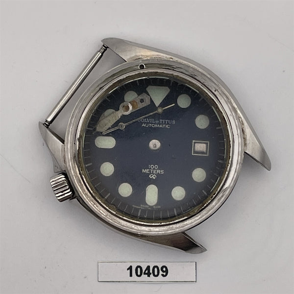 USED RARE VINTAGE SOLVIL TITUS DIVER DIAL MIDCASE CROWN COVER WATCH BVT010409