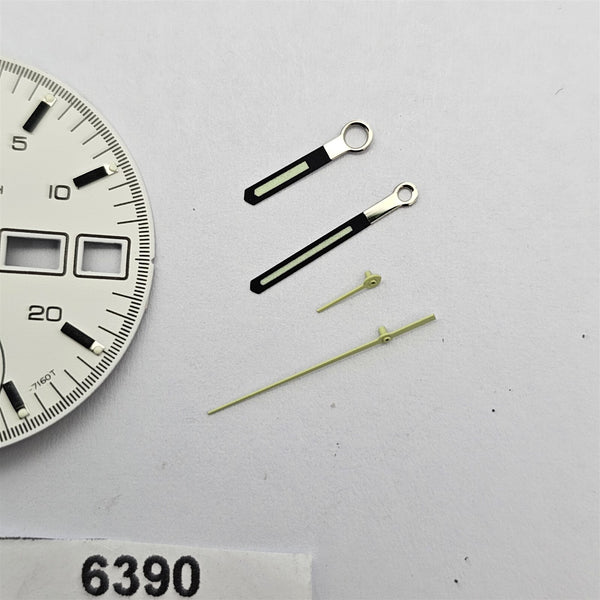 NEW FOR SEIKO WHITE HELMET DIAL HANDS KIT 6139 7100 7101 CHRONOGRAPH BVT06390