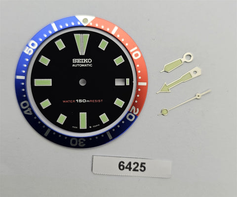RENOVATE NEW AF SEIKO DIAL HANDS IO PEPSI INSERT BLACK SET 7002 7000 DIVE WATCH 
