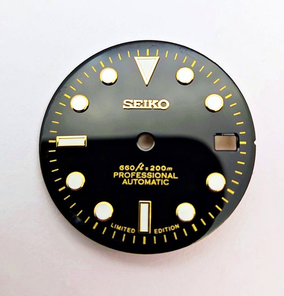 NEW AF SEIKO LEX SUBMARINE BLK GOLD SS KIT CASE BEZEL GLASS CROWN STRAP DIAL HND