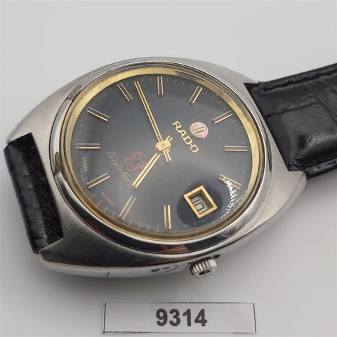 PROJECT TO FIX RADO PURPLE HORSE SS BLACK DIAL DATE EU SHIP MENS WATCH 9314