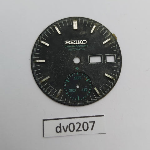 USED VINTAGE SEIKO DIAL FOR 6139 BLACK HELMET CHRONOGRAPH WATCH DV0207