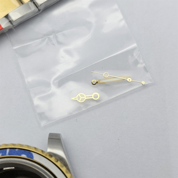 NEW AF SEIKO LEX GMT BLUE BLACK SS GOLD KIT CASE BEZEL GLASS CROWN STRAP DIAL 
