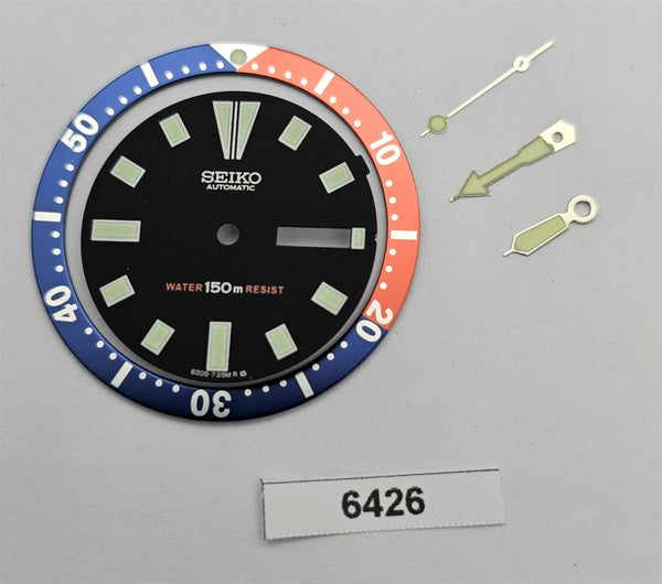 RENOVATE NEW AF SEIKO DIAL HANDS 10 PEPSI INSERT BLACK SET 6309 7290 DIVE WATCH 