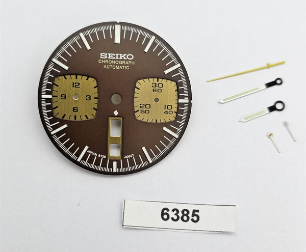 NEW SEIKO DIAL & HANDS KIT 6138 0040 CHRONOGRAPH BROWN BULLHEAD WATCH BVT06385