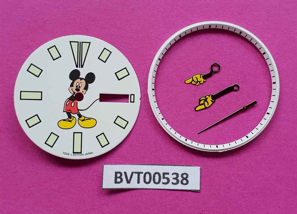 SEIKO MICKEY MOUSE DIAL GLOVED HANDS MINUTE TRACK SEIKO 6309 7290 WATCH BVT00538