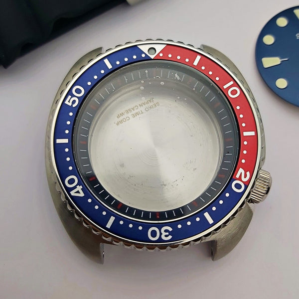 NEW AF SEIKO TURTLE SRP777 BLUE RED KIT CASE BEZEL GLASS CROWN STRAP DIAL HAND