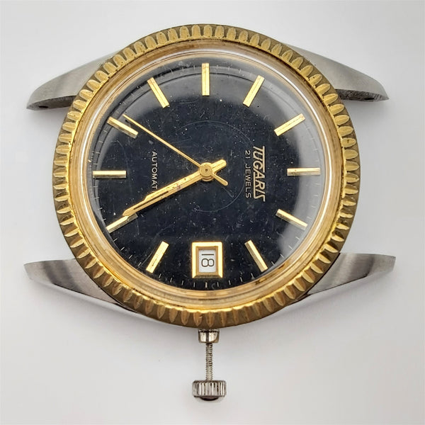 PROJECT TO FIX TUGARIS GOLD SS FLUTED AUTOMATIC ROUND EU SHIP MENS 9388 WATCH