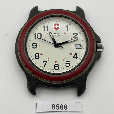PROJECT TO FIX SWISS ARMY ARABIC DIAL QUARTZ ANODIZED MENS DATE WATCH 8588