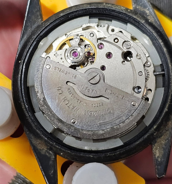 PROJECT TO FIX CITIZEN ANODIZED CASE COIN RIMMED THICK LUGS AUTO DATE WATCH 9790