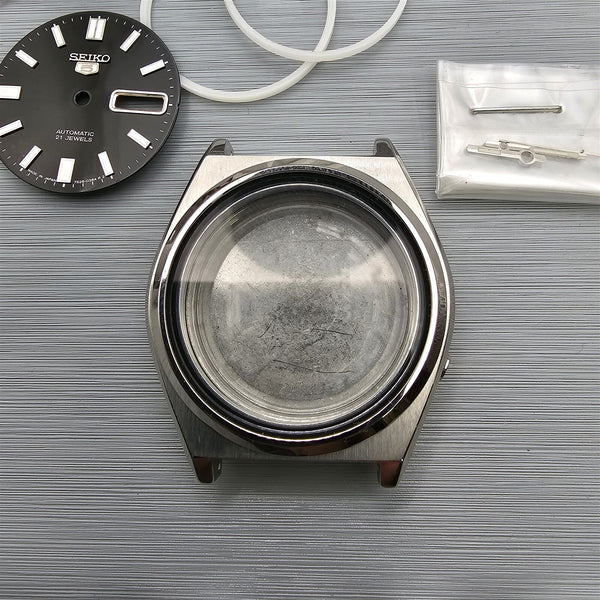 NEW AF SEIKO SPORTS 7S26 0450 BLACK DIAL KIT CASE BEZEL GLASS CROWN DIAL HANDS