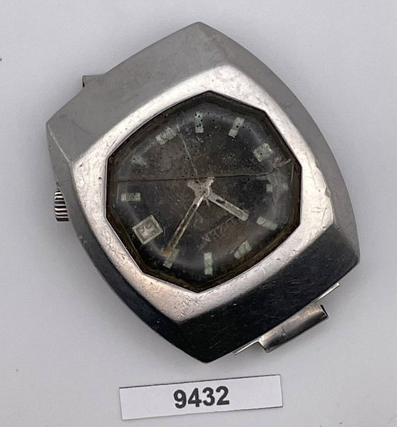 PROJECT TO FIX CITIZEN CUSHION SHAPED AUTOMATIC HOODED STEEL DATE WATCH 9432