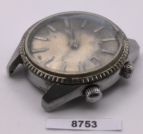 PROJECT TO FIX CITIZEN ALARM PARAWATER 63 7092 COIN RIMMED THICK LUGS DATE WATCH