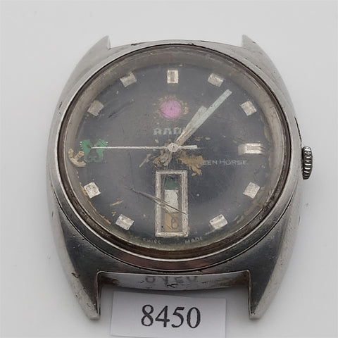 PROJECT TO FIX RADO GREEN HORSE THICK LUGS DAY DATE MENS SS 8450 WATCH EU SHIP
