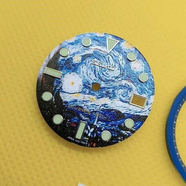 NEW SEIKO VAN GOGH STARRY NIGHT DIAL 7002 7000 MOD DIAL MINUTE TRACK WATCH B3254