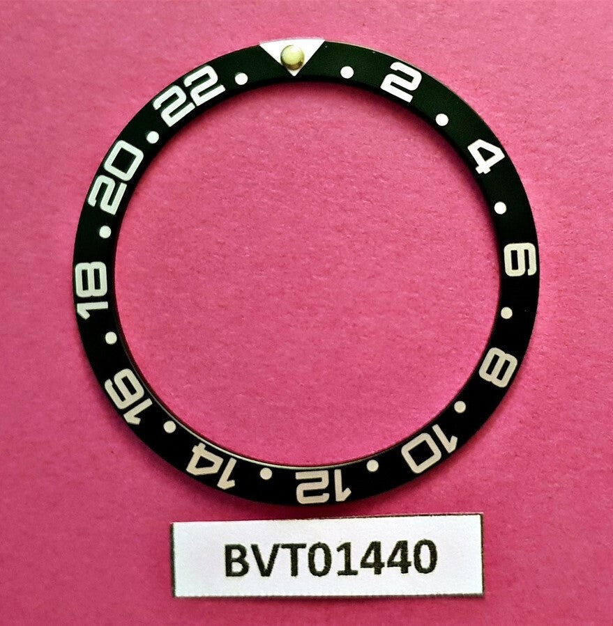 SEIKO BLACK RAISED PIP INSERT GMT 7S26 0020, 7002 7000, 6309 7290 7040 BVT1440