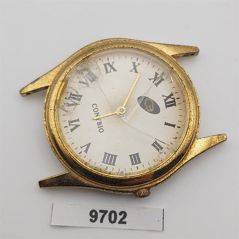 PROJECT TO FIX CONYBIO MIDSIZE GOLD PLATE ROMAN DIAL QUARTZ EU SHIP WATCH 9702