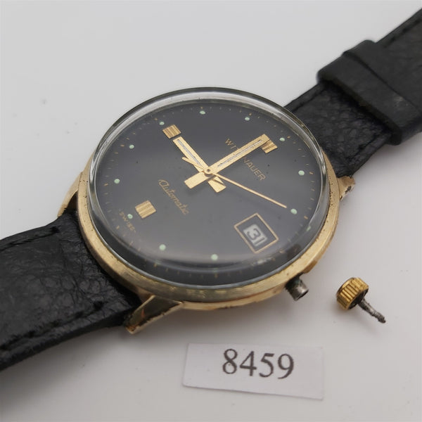 PROJECT TO FIX WITTNAUER GOLD PLATE DATE AUTOMATIC EU SHIP ROUND MENS WATCH