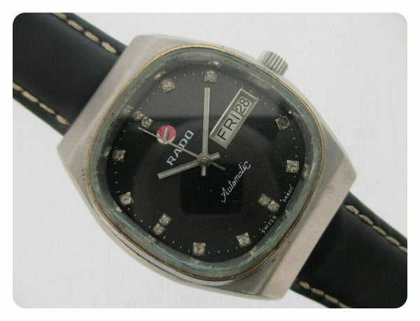 PROJECT TO FIX RADO CUSHION SS HOODED LUGS DAY DATE EU SHIP MENS WATCH NR