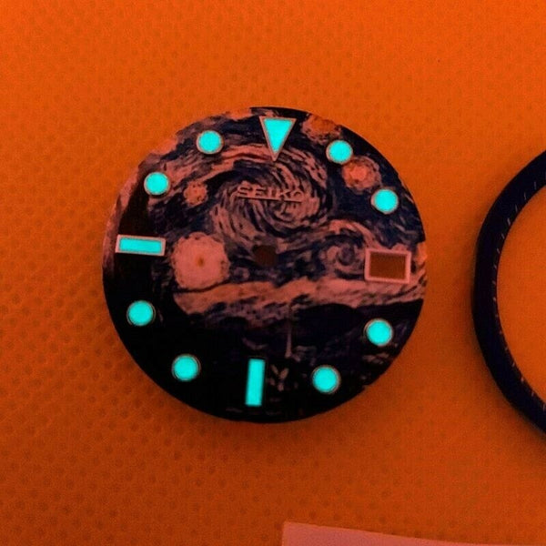 NEW SEIKO VAN GOGH STARRY NIGHT DIAL 7002 7000 MOD DIAL MINUTE TRACK WATCH B3254