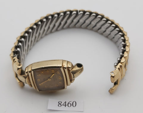 PROJECT TO FIX ART DECO ELGIN GOLD PLATE ARABIC LADIES MANUAL WIND WATCH 8460