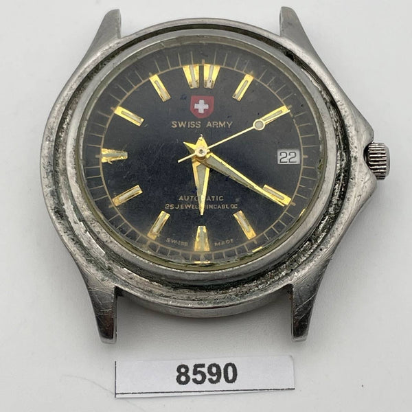 PROJECT TO FIX SWISS ARMY AUTOMATIC POLISHED SS MENS DATE WATCH EU SHIP 8590