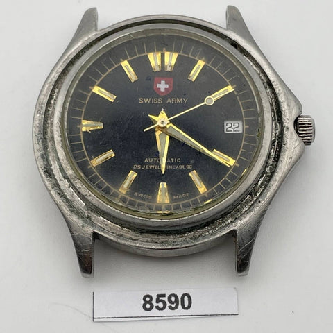 PROJECT TO FIX SWISS ARMY AUTOMATIC POLISHED SS MENS DATE WATCH EU SHIP 8590
