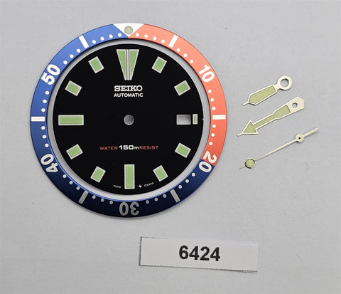 RENOVATE NEW AF SEIKO DIAL HANDS 10 PEPSI INSERT BLACK SET 7002 7000 DIVE WATCH 