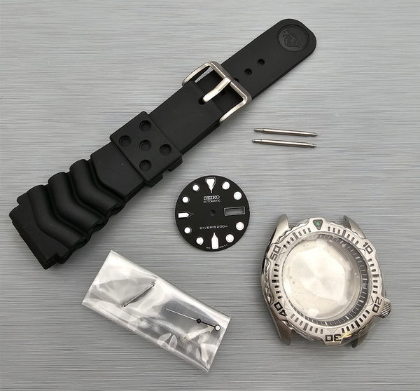 NEW AF SEIKO 7S26 7020 SKX171 BLACK DIAL KIT CASE BEZEL GLASS CROWN DIAL HANDS