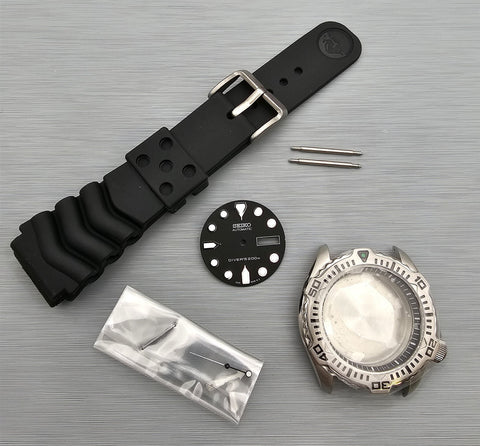 NEW AF SEIKO 7S26 7020 SKX171 BLACK DIAL KIT CASE BEZEL GLASS CROWN DIAL HANDS