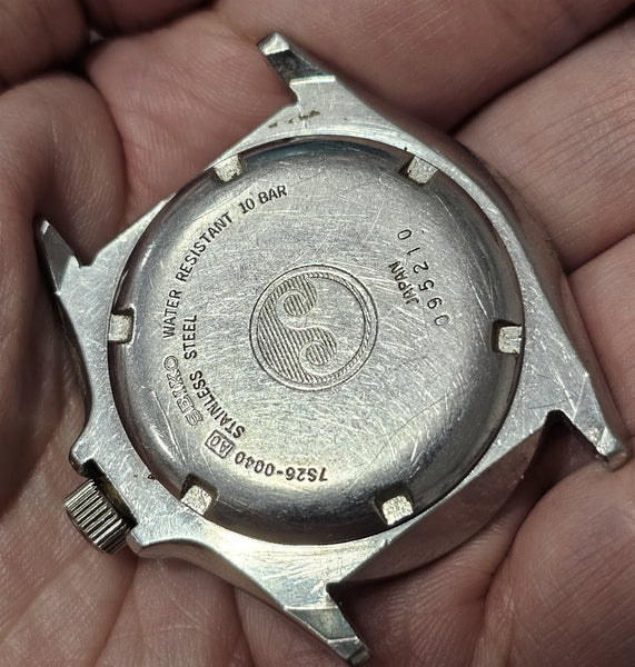 PROJECT SEIKO 7S26 0040 10 BAR MENS AUTOMATIC 095210 DAY DATE SS WATCH