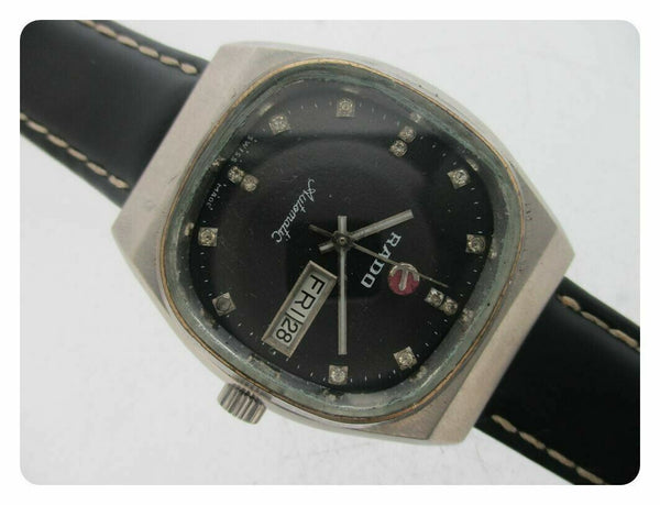 PROJECT TO FIX RADO CUSHION SS HOODED LUGS DAY DATE EU SHIP MENS WATCH NR