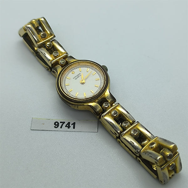 PROJECT TO FIX VINTAGE CITIZEN WHITE DIAL GOLD PLATE LADIES WATCH EU SHIP 9741