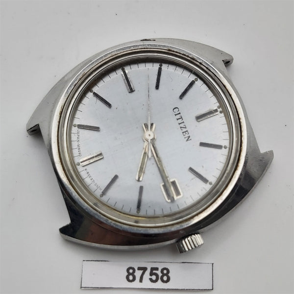 PROJECT FIX CITIZEN SILVER DIAL MANUAL WIND ROUND THICK LUGS DATE WATCH 8758