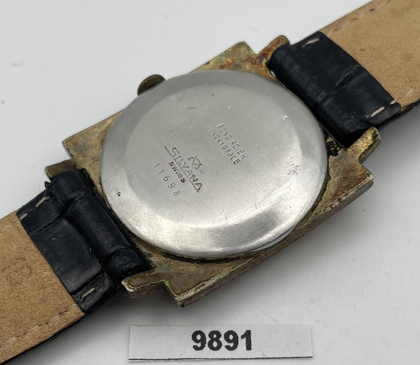 USED SILVANA MENS MANUAL WIND MOVEMENT CUSHION DRESS WATCH 9891