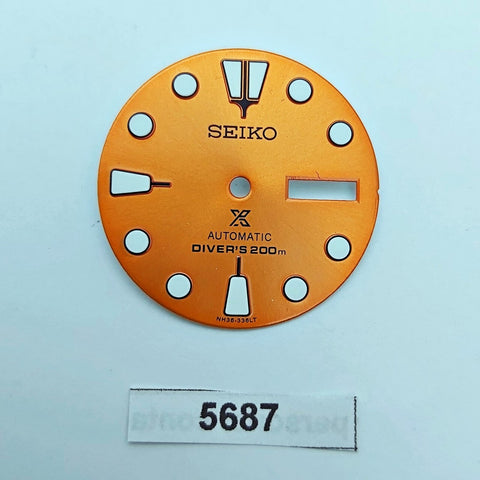 NEW SEIKO 7S26 0020 SKX007 PROSPEX MOD ORANGE DAY DATE DIAL WATCH BVT5687