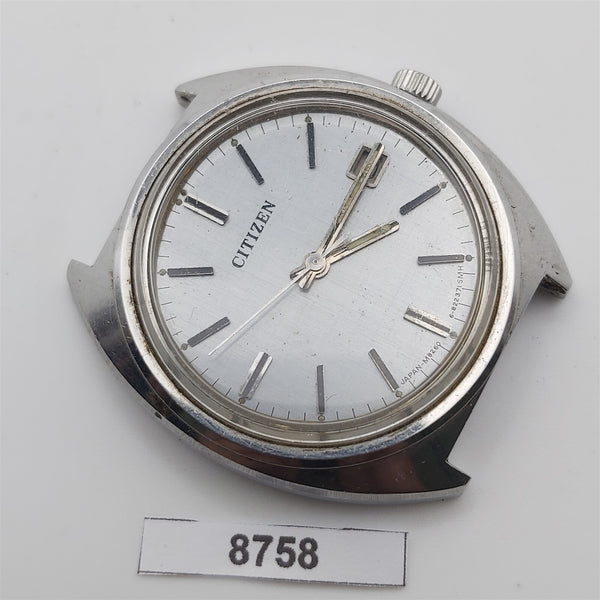 PROJECT FIX CITIZEN SILVER DIAL MANUAL WIND ROUND THICK LUGS DATE WATCH 8758