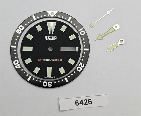 RENOVATE NEW AF SEIKO BLACK DIAL HANDS IO INSERT BLACK SET 6309 7290 DIVE WATCH 