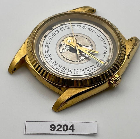 PROJECT TO FIX BULOVA COIN RIMMED BEZEL GOLD PLATE MENS QUARTZ WATCH 9204